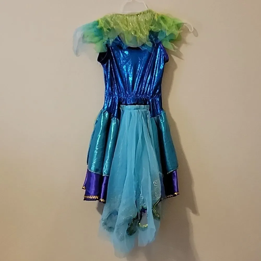 RUBIE'S TURQUOISE AND PURPLE PEACOCK COSTUME, SIZE MEDIUM (8-10)